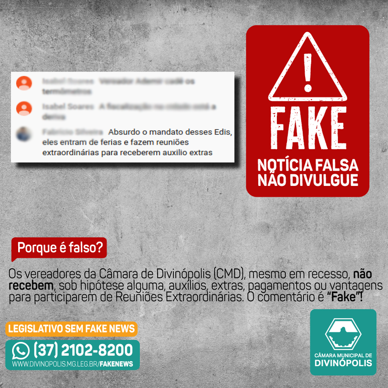 NOTÍCIA QUE VEREADORES AUMENTARAM SALÁRIO É FAKE NEWS! - Câmara Municipal  de Mogi Guaçu