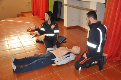 Atividade com a ambulância do SAMU: Escola Municipal Otávio Olímpio de Oliveira 22/05/2018 